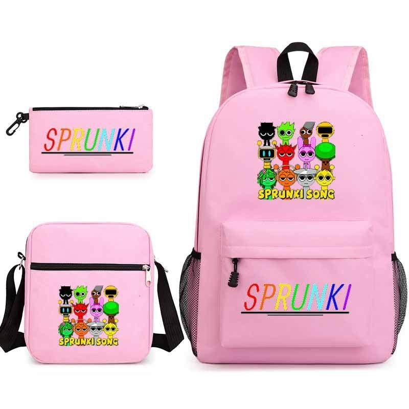 Sprunki Music Game Backpack With Cartoon Print And Ergonomic Shoulder Straps For Teens