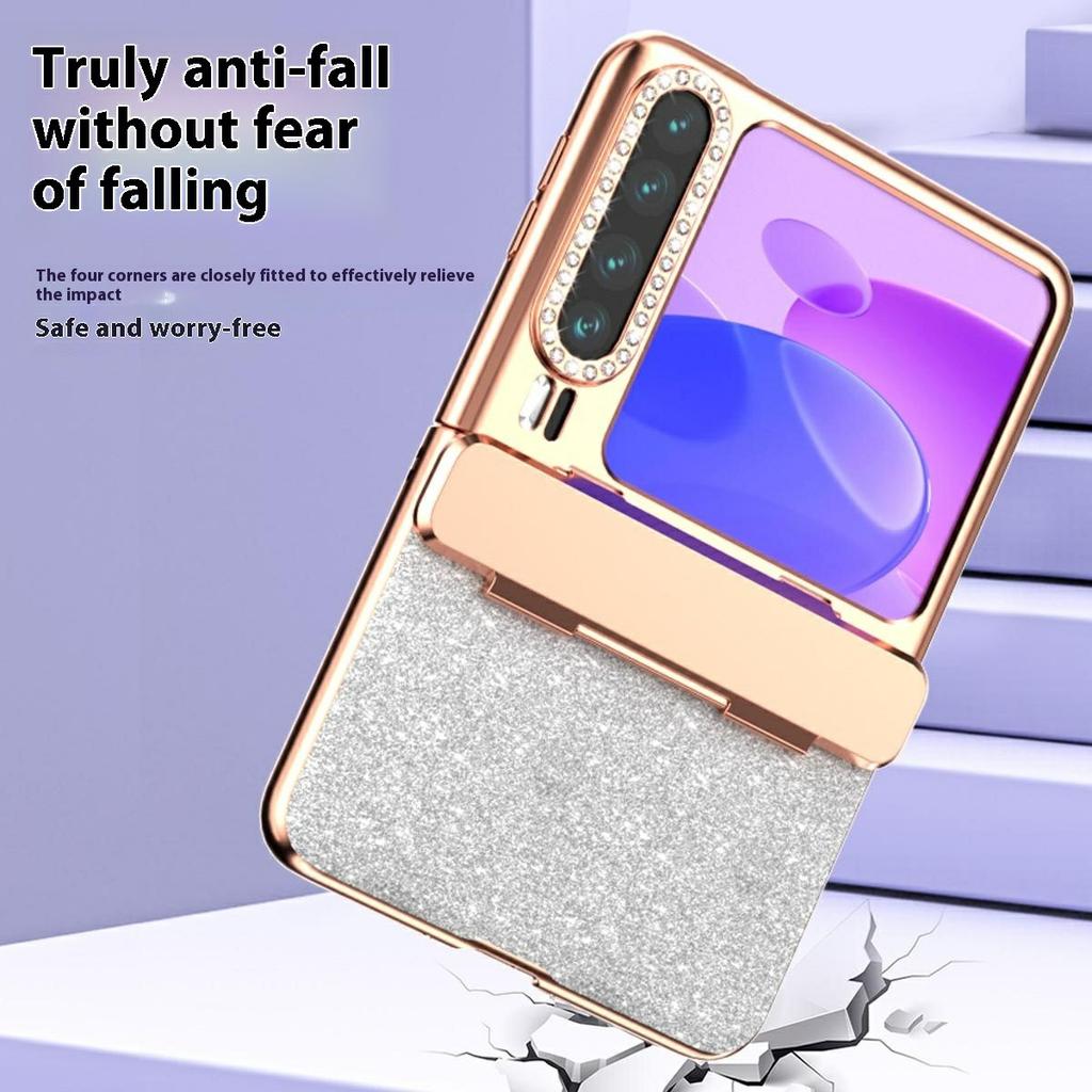 For Huawei Pura X Case Hinge Protection Rhinestone Glitter PC Phone Cover