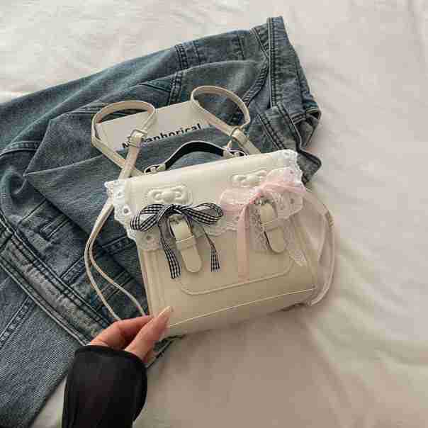 Autumn bag cover square bag lace bow single shoulder diagonal back women's bag fashionable versatile backpack