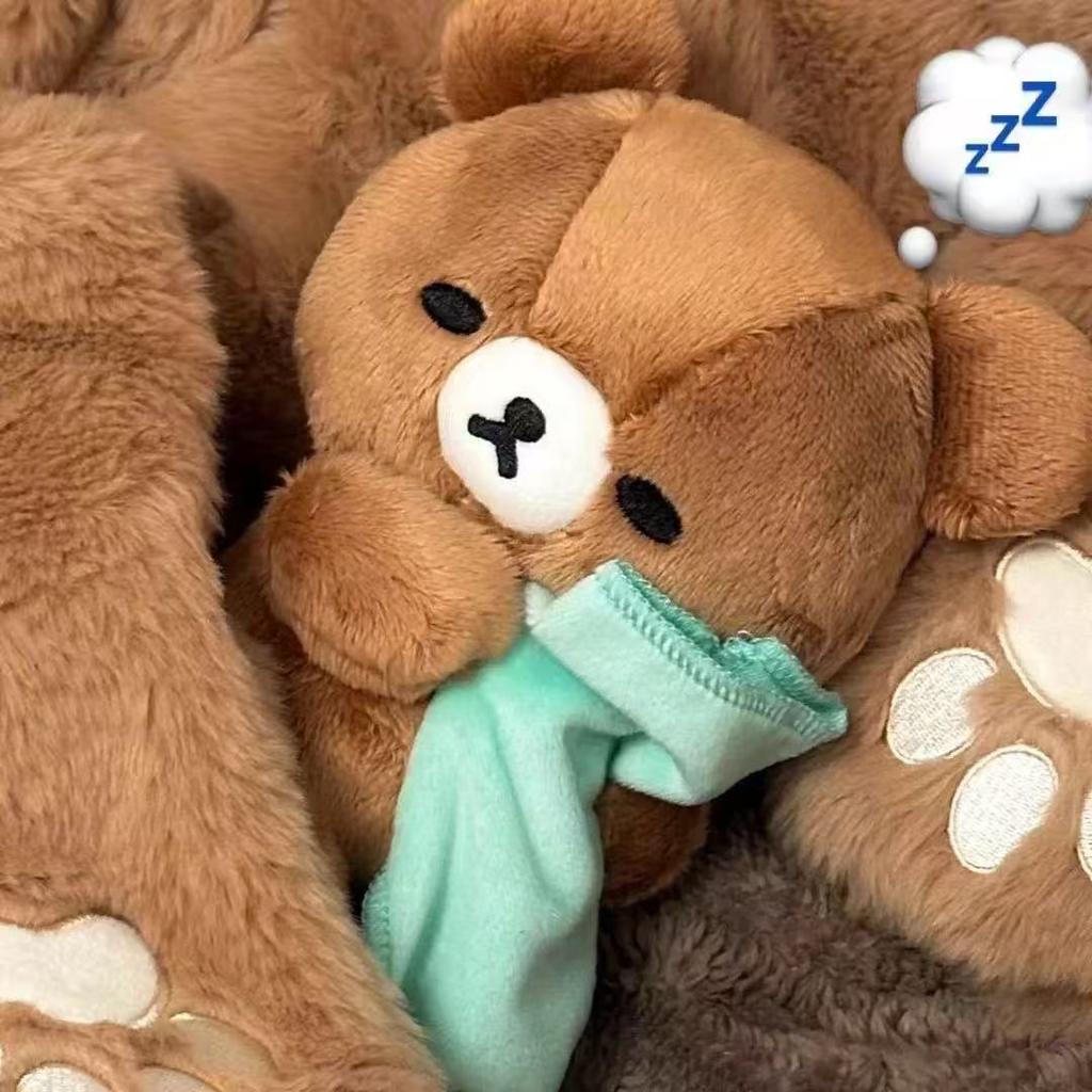 Kawaii Schläfriger Bär Plüschtier Niedliches Spielzeug Gute Nacht Serie Puppe Mit Handtuch Ultra Weiches Kuschelkissen Für Kinder Schlafzimmer Dekoration