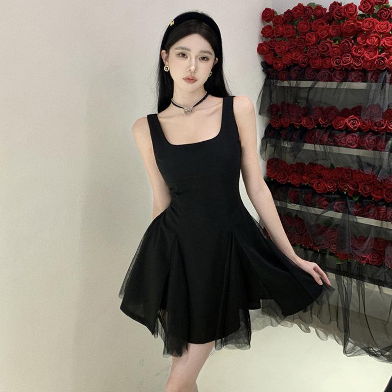 

Женская французская ретро-сетка высокого класса юбка-пачка Хепберн для женщин L чёрный