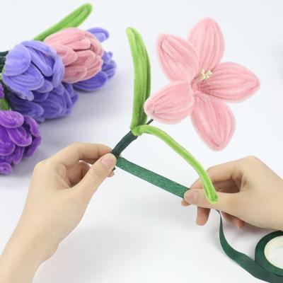 100Pcs/Set Pipe Cleaner Flower Crafts Kit Multi-Color Chenille Stem Twist Stick Kids Adults Beginner DIY Handmade Flower Bouquet Decoration Craft