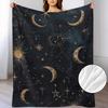 Starry Sky Celestial Blanket - Ultra-Soft And Comfortable Vintage Design, Navy Blue with Golden Constellation Patterns, Machine Washable for All Seaso