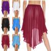 Womens High Low Hem Chiffon Skirt Elastic Waistband Irregular Sheer Cover Up Beach Dance Costume