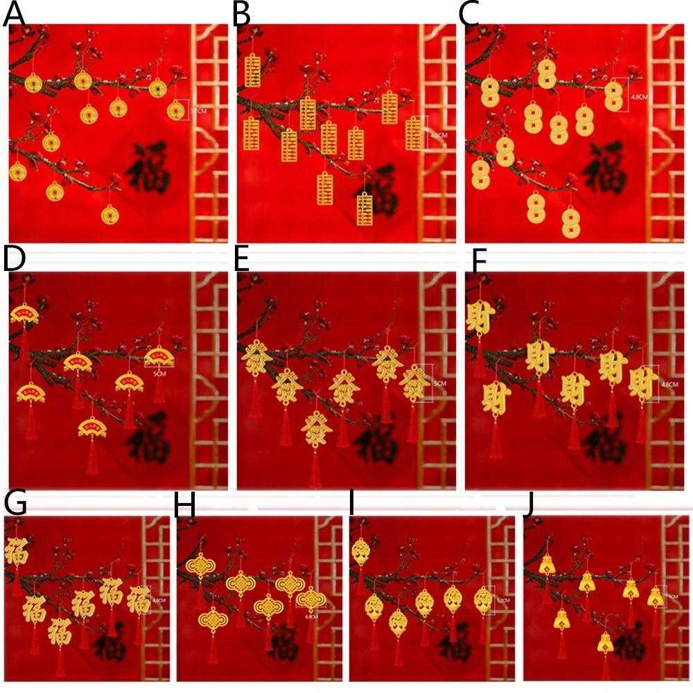 6pcs/10pcs Waterproof Potted Plant Year of the Dragon Spring Festival Hanging Pendant  Lucky Mascot