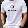 Men's Graphic T-Shirt I'm Thinking Sun Design Short Sleeve Fitness Running Leisure Top Vintage Washed Versatile Unisex Slightly
