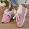 Plus Size Women's Shoes Fall and Winter New Fashion Round Toe Lace-up Cotton Boots with Fleece Mouth Women's Cotton Shoes