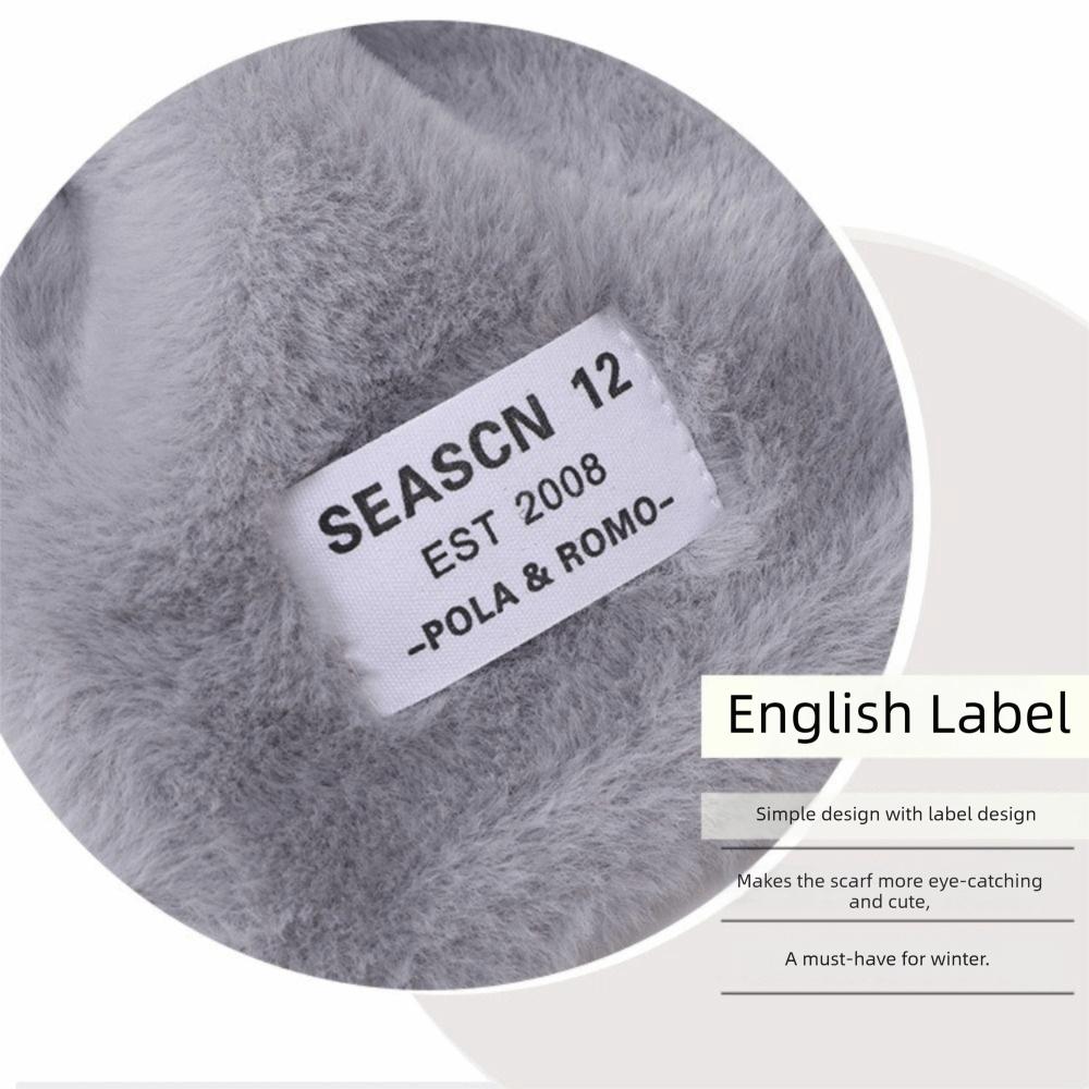 Solid Color Cross Scarf Thickened Faux Rabbit Fur Scarf Winter Warm Neckerchief Wrap Autumn Winter