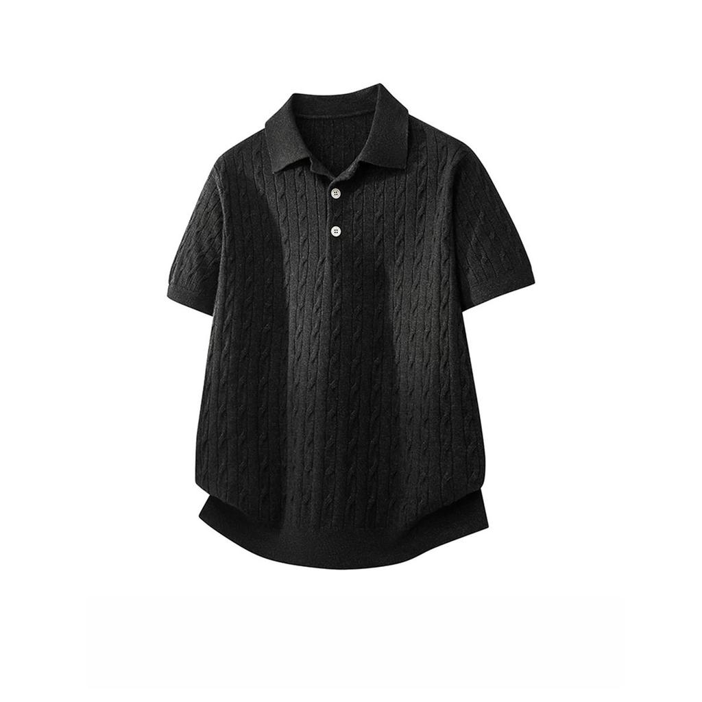 Old Money Wind Lapel Knitted POLO Shirt Short Sleeve Boys Summer Versatile Casual Loose Casual Half Sleeve