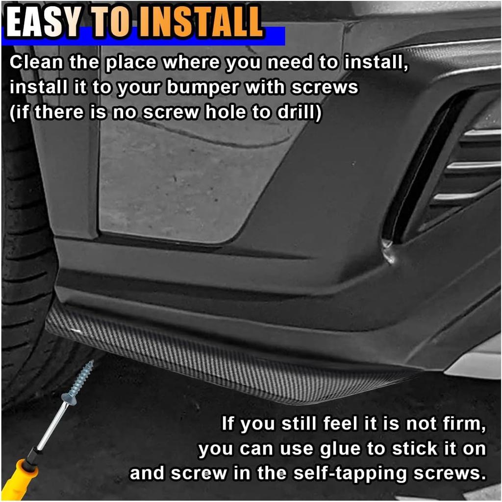 2PCS Universal Car Rear Bumper Lip Splitter Canard Diffuser, Side Fin Fenders Skirt Protector Exterior Decoration Trim For Car (Carbon Fiber)