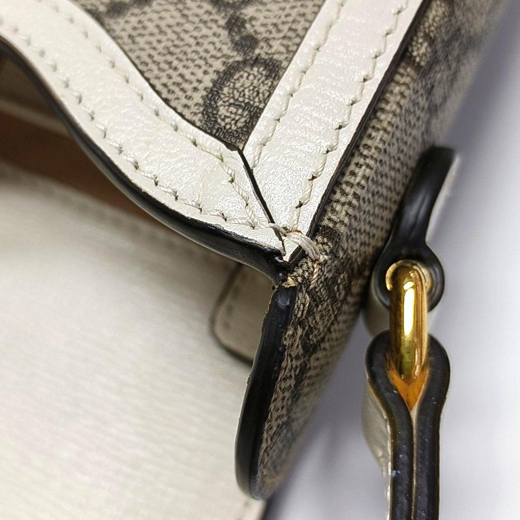 [Pre-Owned] Gucci Horsebit 1955 Mini Bag 'Beige/Ebony/White' - Very Good #XPZU1A