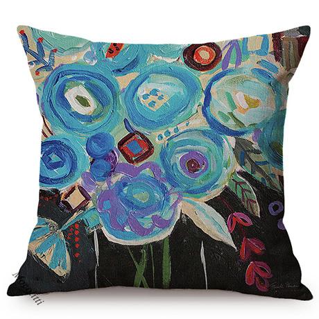 Floral Oil Painting Europe Vibe Home Decor Chair Cushion Cover Cherry Blossoms Garden Cotton Linen Sofa Pillow Case Cojines