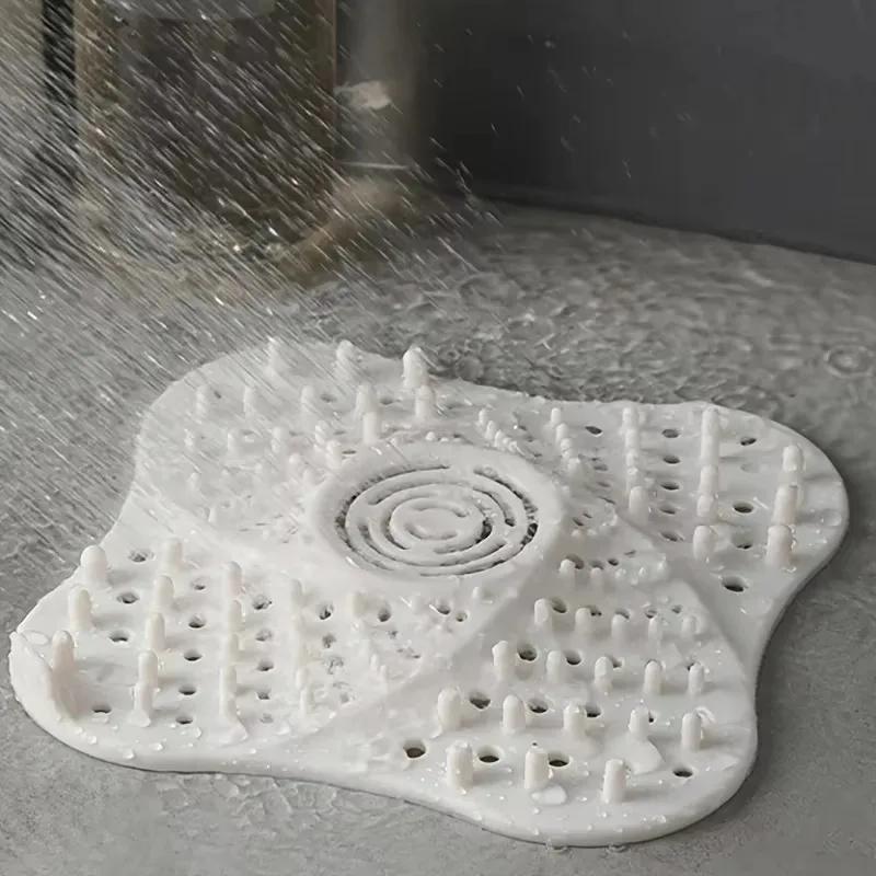 Shower Drain Covers with Sucker, Rubber Sink Strainer Drain Protector Hair Catcher for Kitchen and Bathroom
