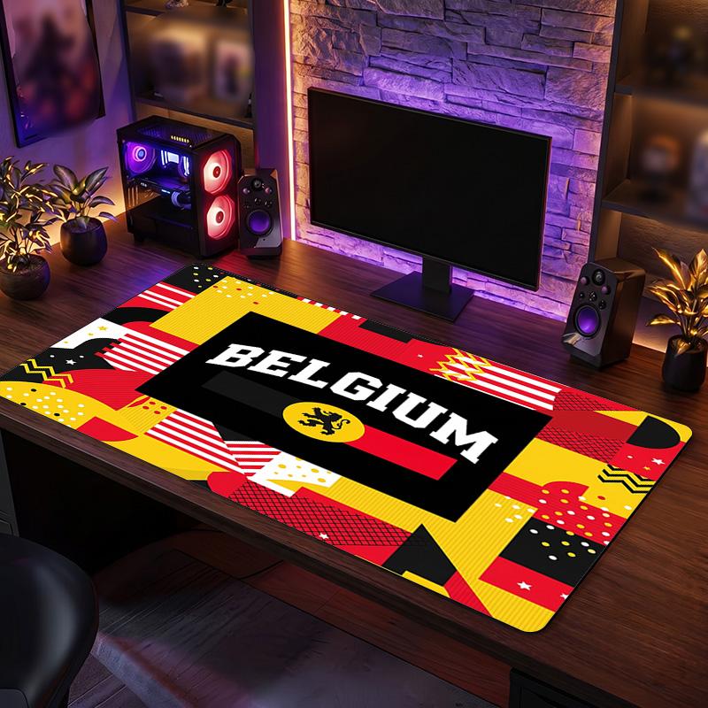 Belgium Football Crest Mouse Pad, Extended Non Slip Rubber Desk Mat for Gaming Office Laptop Fan Gift
