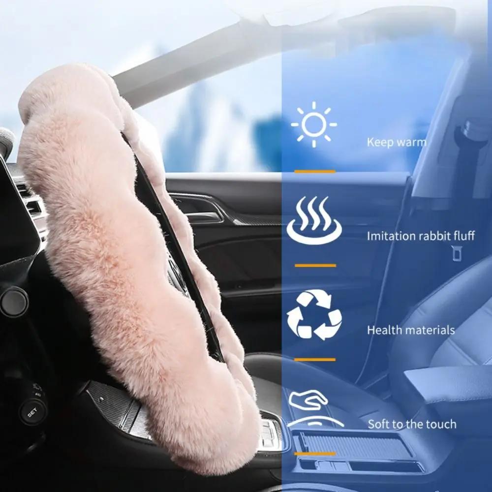 Winter Warm Soft Fluffy Plush Car Steering Wheel Cover Cute Non-Slip Elastic Protector Grip for Comfortable Driving Experience