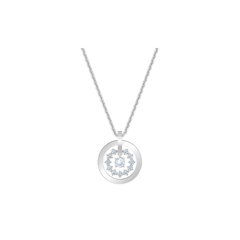 Swarovski Further Ring Suspended Flower Rhodium Plated Necklace Women s White 5499001