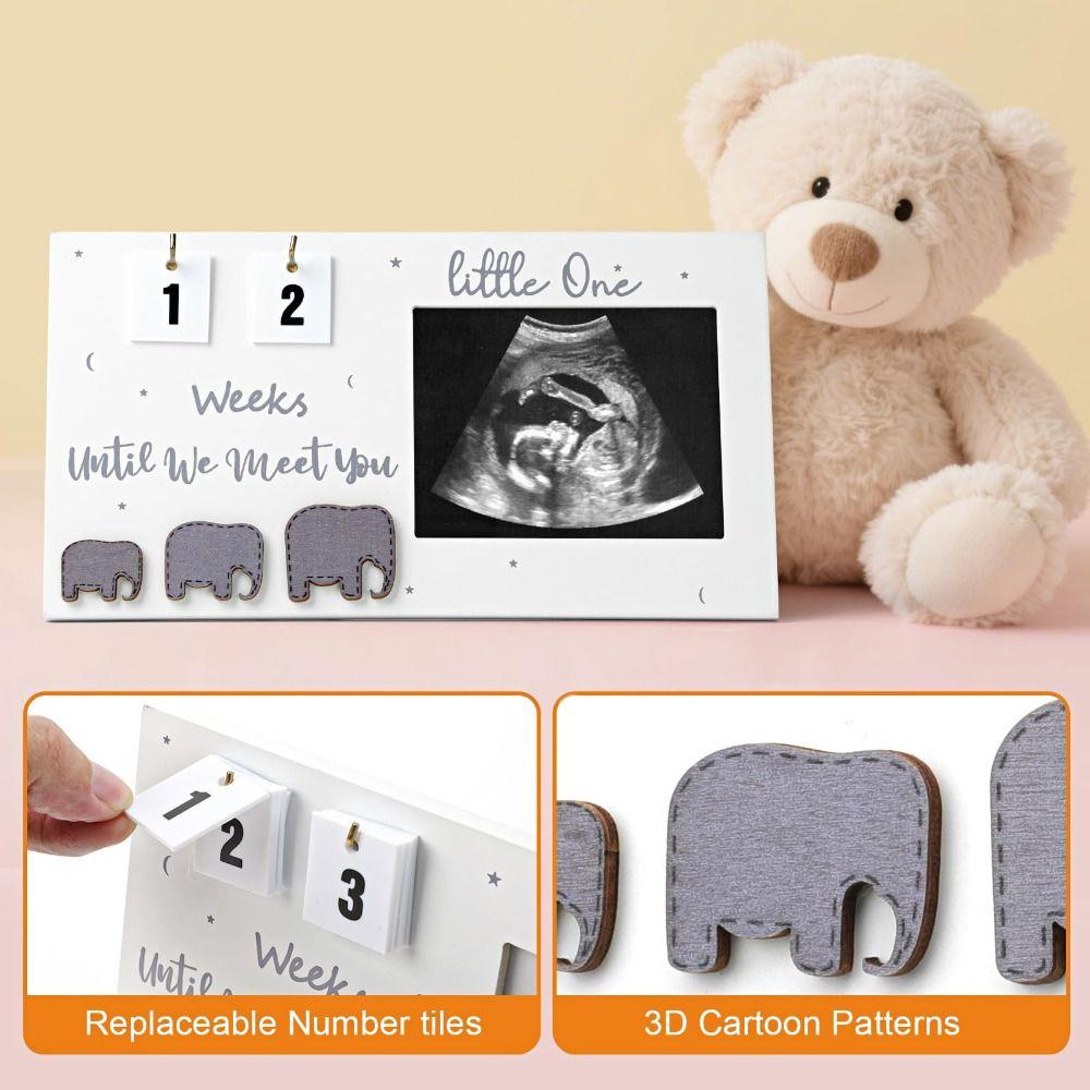 Wooden Sonogram Picture Frame Countdown Weeks Pregnancy Gift Ultrasound Photo Frame Pregnancy Must Haves Announcement
