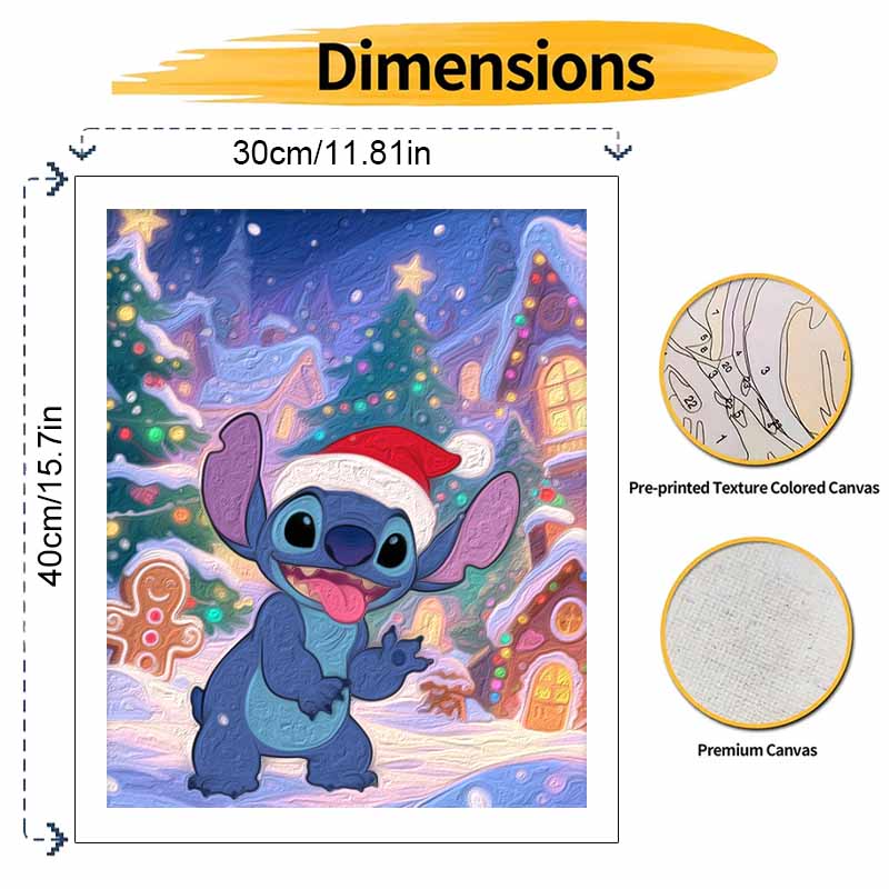 Disney Stitch Christmas Oil Painting Hand Painting Art Kit Coloring Painting Handmade Diy Home Decoration Gift
