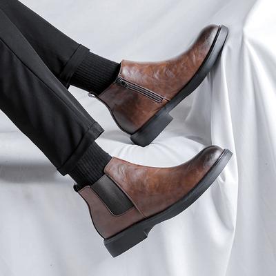 Fashion New Arrival Casual Leather Chelsea Boots Hot Sale Men High Top Shoes Non Slip Male Slip On Botas British Style Ankle Boots Botas