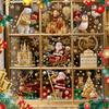 Santa Claus Window Decor 9Pcs Christmas Clings, Golden Static Stickers, Glue Free Decals with Festive Glass Stickers Elk Castle and Tree Patterns for