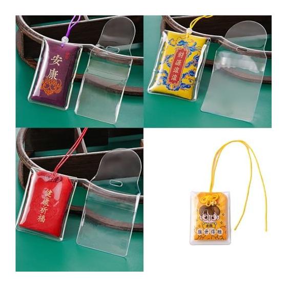 ChasCoCo Rubber Strap Cover, Amulet Case, Amulet Bag, Amulet Cover, 5.3 x 6.8cm, Set of 10, Transparent, Amulet Case, Amulet Case, Keychain, Stain