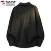TUCANO Men's Retro Cable Knit Turn-down Collar Sweater