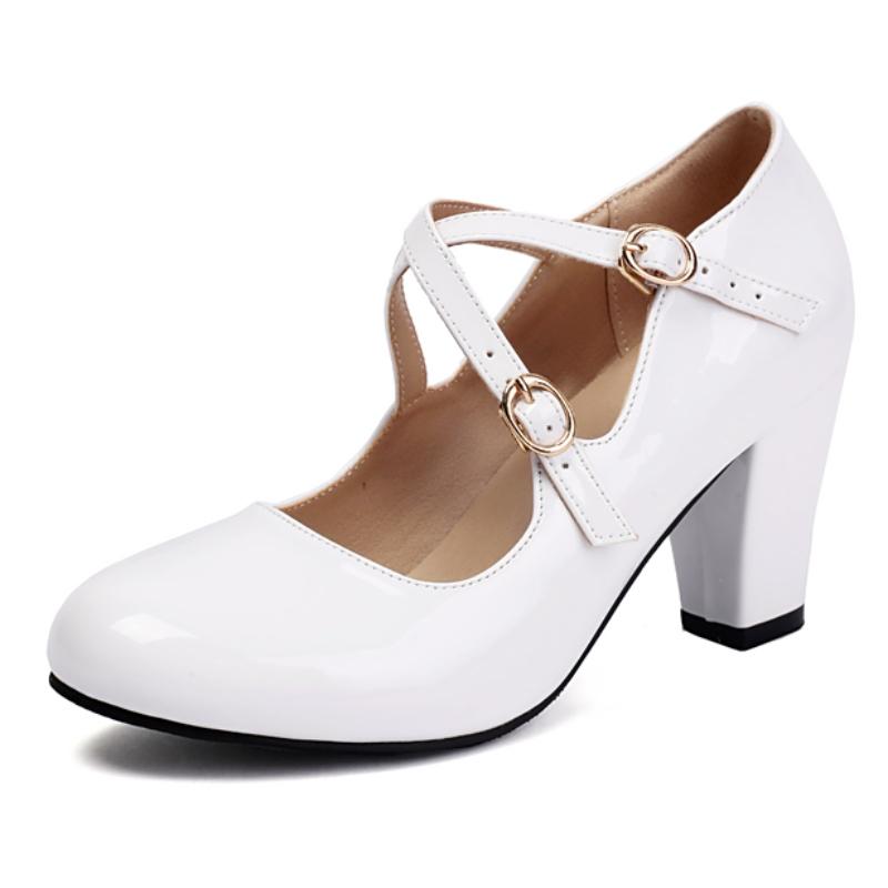 Women's Green High Heels Mary Jane Shoe Cross-strap Black White Pink Heeled Party Wedding Shoes Ladies Dress Pumps Elegant