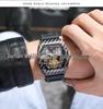 Durham Weida Men's Tonneau Skeleton Tourbillon Automatic Watch with Rubber Strap.