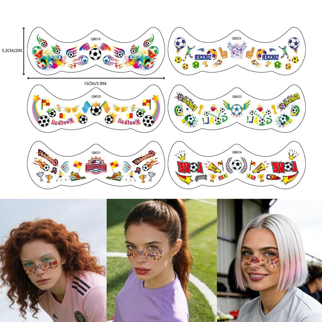 6 Sheet/Piece 2026 Soccer Temporary Face Tattoo Stickers, Sports Event Fan Cheer Up Makeup Decor Waterproof Body Stickers