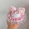 Lace Trim Bunny Ear Hair Clip Sweet Pink Lolita Hair Accessory Rabbit Ear Headpiece  Cosplay Party