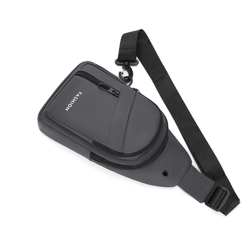 Minimalist Nylon Sling Bag with Multiple Zipper Pockets Casual Crossbody Chest Pack for Daily Travel