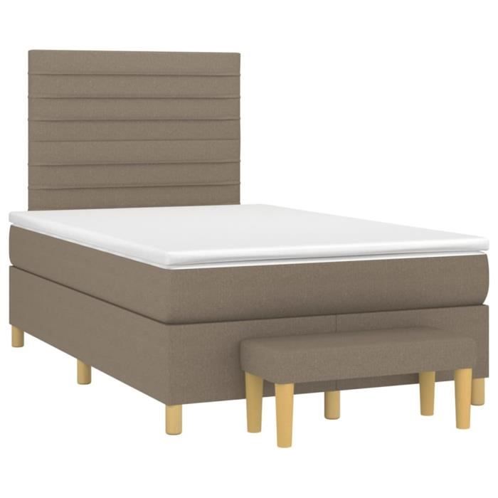 3137225 vidaXL Divan Bed with Mattress Taupe 120x200 Cm Fabric