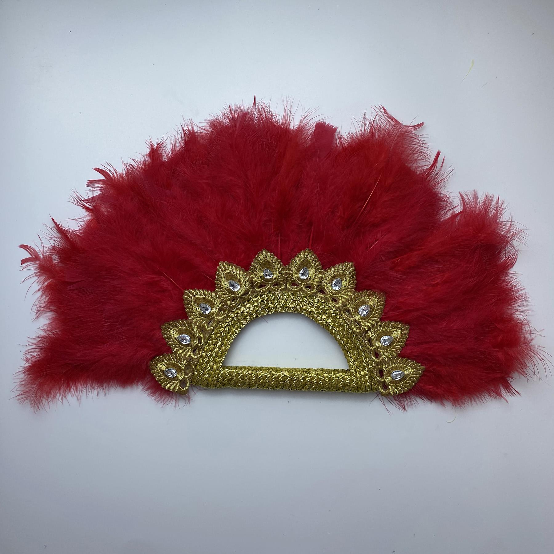 

Big Size African Blue Feather Fan for Ladies, Wedding Feather Fan for Bride, Double Side Feather, Nigerian Stones Dance Handfan 32CMX55CM