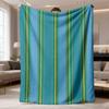 2026 Latest Flannel Blanket | Soft & Cozy Blue and Golden Striped Flannel Throw Blanket | Versatile for Couch, Office, Bed, Camping | Machine Washable