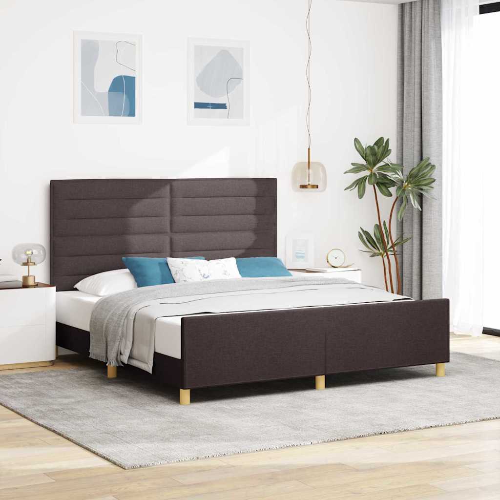 Bed Frame with Headboard Dark Brown 180 x 200 cm Fabric