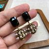 Niche Design Sense Multi-Layer Stacked With Black Crystal Old Long Beaded Necklace Women'S Retro Simple Temperament Sweater Chain