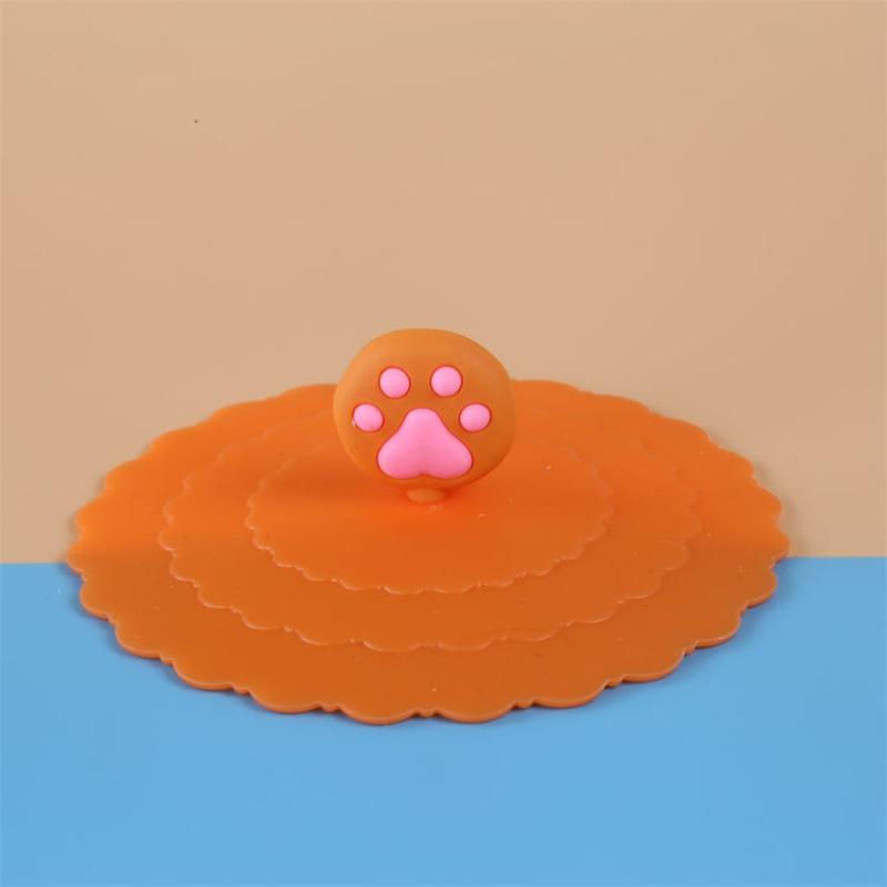 Cute Three-dimensional Cartoon Silicone Cup Lid, Circular Lid, Cute Cat Series Lid