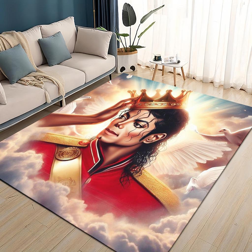 Neuer Stil Michael Jackson King of Pop MJ Teppich für Wohnzimmer Schlafzimmer Zuhause Sofa Dekoration, Rutschfeste Bodenmatte für Kinder