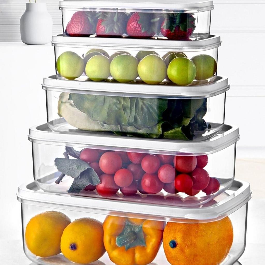 Set of 5 Embox Rectangular Provisions, Food Storage Container Anthracite