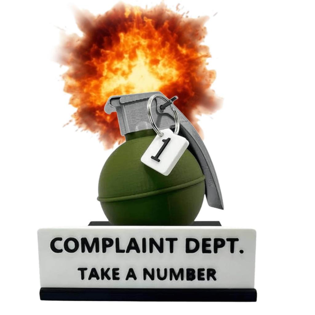 Complaint Department Desk Sign 3D Printed Gift, Funny Complaint Department Sign Decor With Take A Number Tag, Gift  Prank For Your Coworker