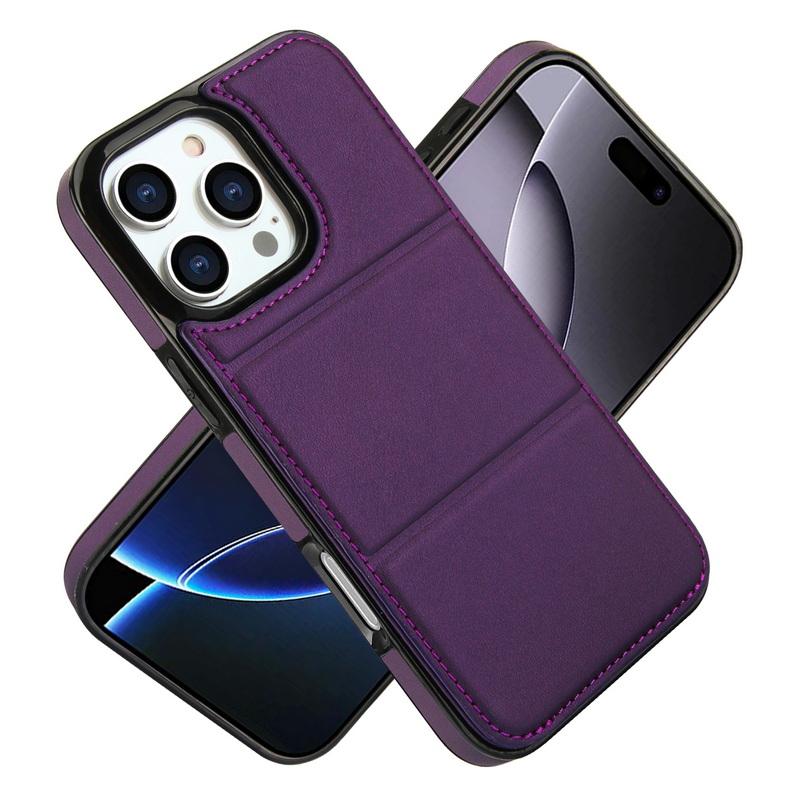 Étui de téléphone de luxe en cuir de couleur unie pour iPhone 16 Pro Max 15 Plus 14 Pro 13 12 11 avec support à rabat, fente pour carte, antichoc, couverture bumper en silicone souple