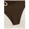 Cikini Brown Swimsuit Metal Jewelry One Shoulder Vacation Style One-Piece Summer Beach Swimwear Bathing Suit For Women