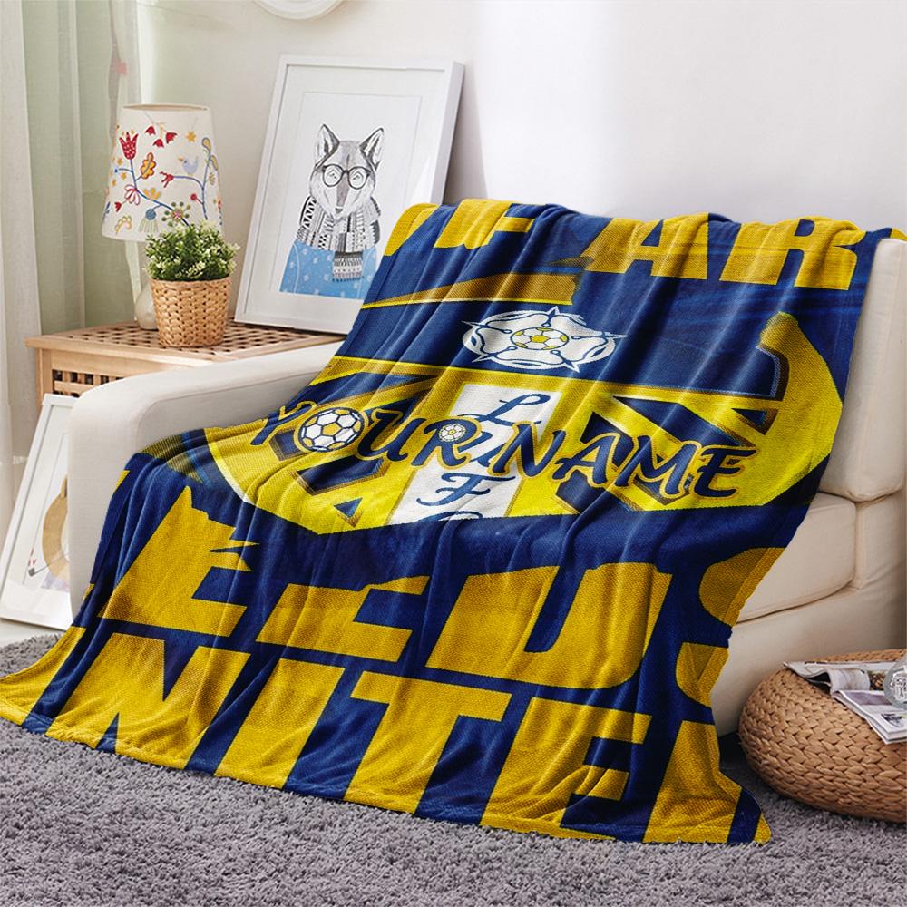 1PC Leeds Crest Custom Name Patterned Flannel Blanket Suitable For All Seasons For Home Decor Warmth And Comfort Gifts Holiday Present