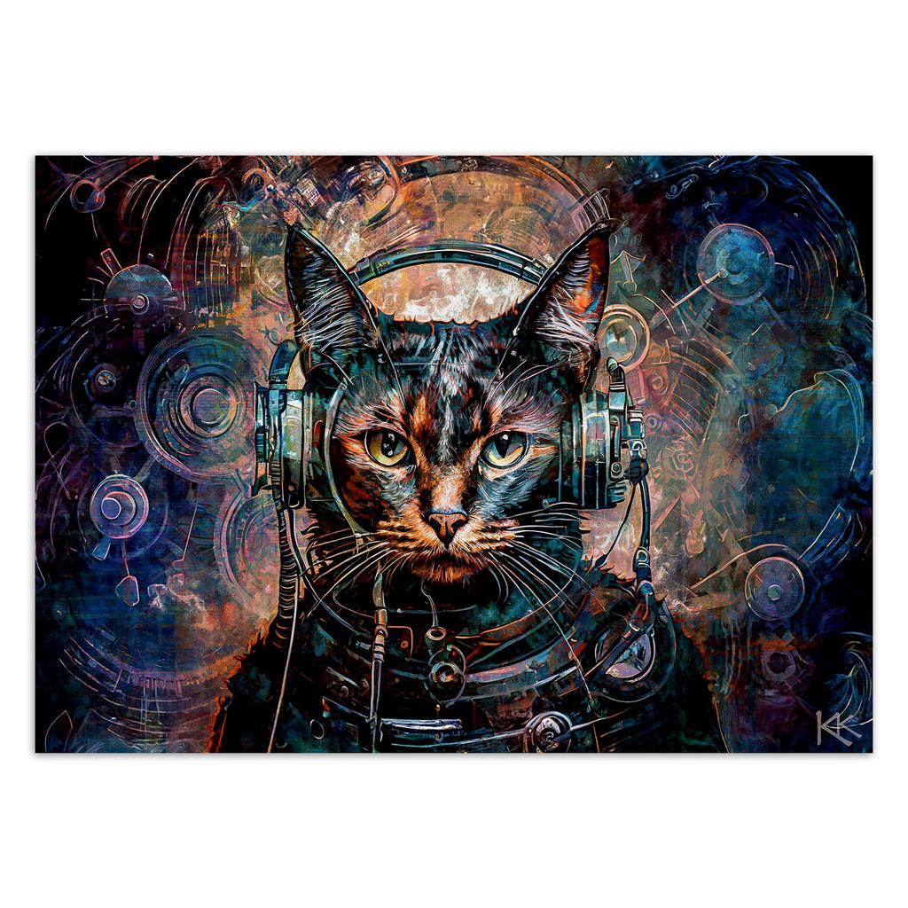 Wallpaper Futuristic Cat Abstraction