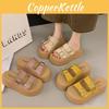 Buckle Thick Metal Soled Summer Women Slippers For Daily Wear