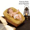 Resin Baby Jesuses in a Manger Nativity Figurines Nativity Collectible Statue Holy Faith Gift Christian Holiday Decors