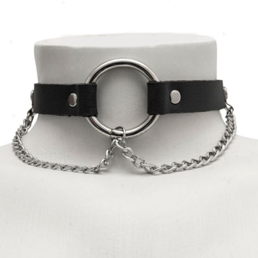 Punk Hip-Hop Pu Leather Fashion Circle Necklace, Men'S And Women'S Collars, Daily Holiday Party Clothing Decoration
