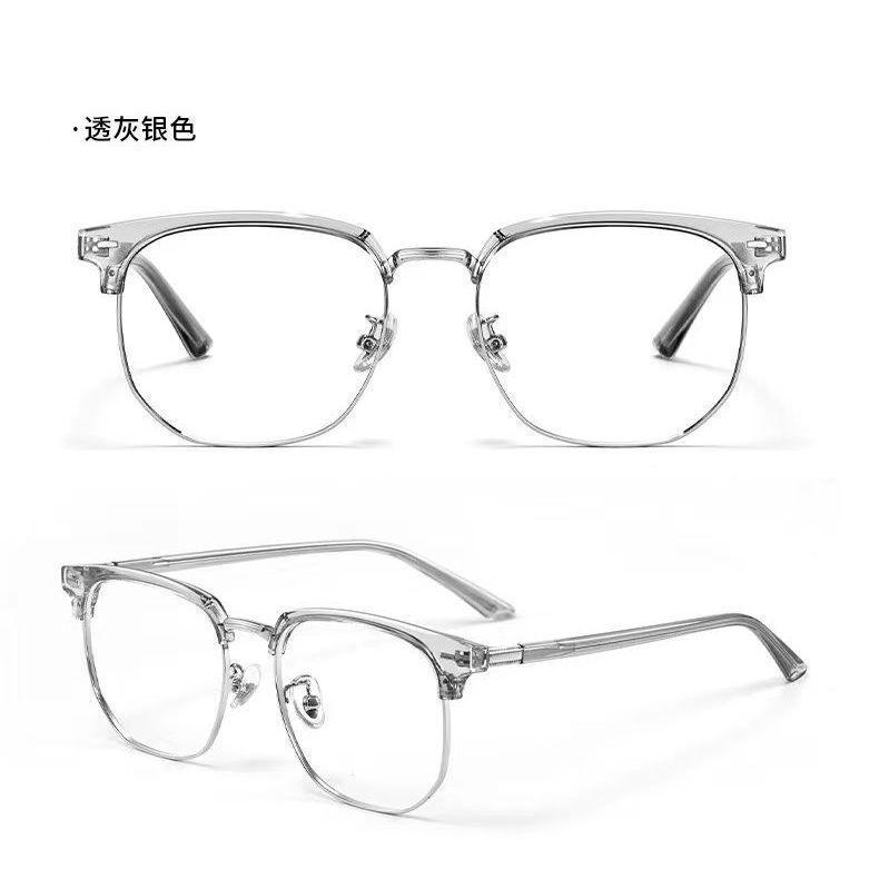 

Fashion Square Myopia Eyeglasses Anti-blue Light Glasses Men Rectangle Semi Rimless Eyewear for Women Office Computer Goggle -2