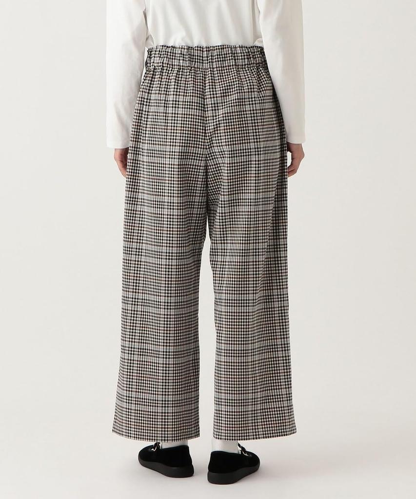 Afternoon Tea Living JG19 Check Semi-Wide Tuck Pants, Beige