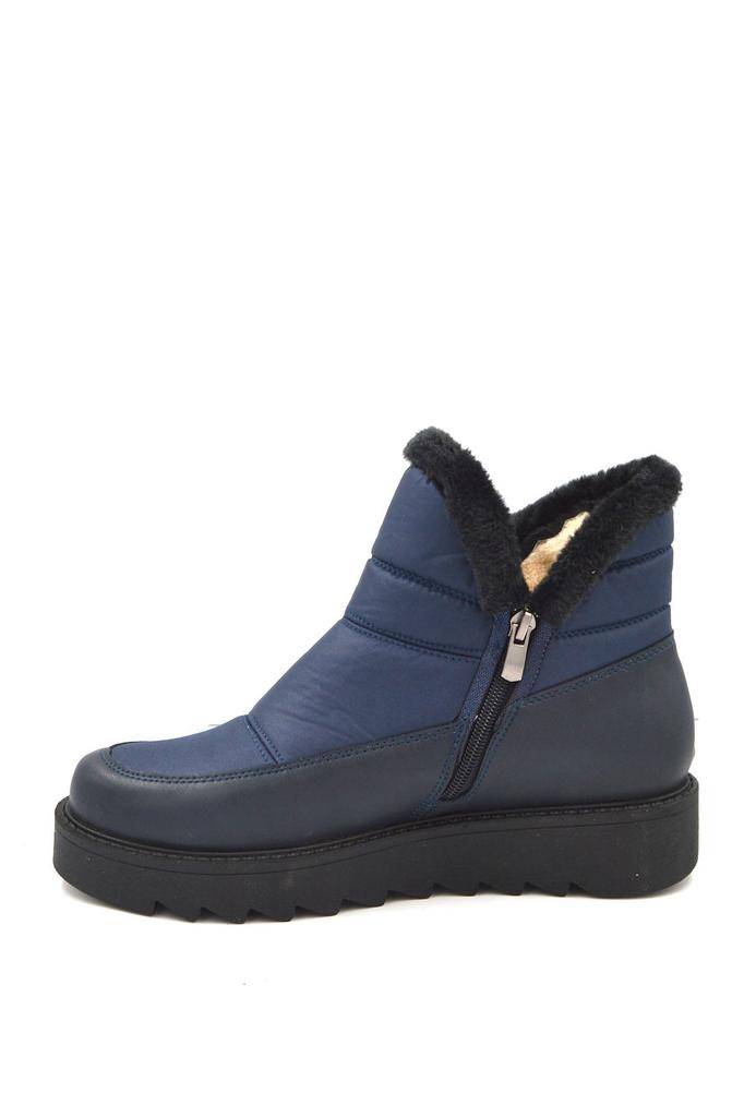 Women Modern Stylish Fashion Boots Genuine Leather Navy Blue Handmade Comfortable Casual Snow Boots
